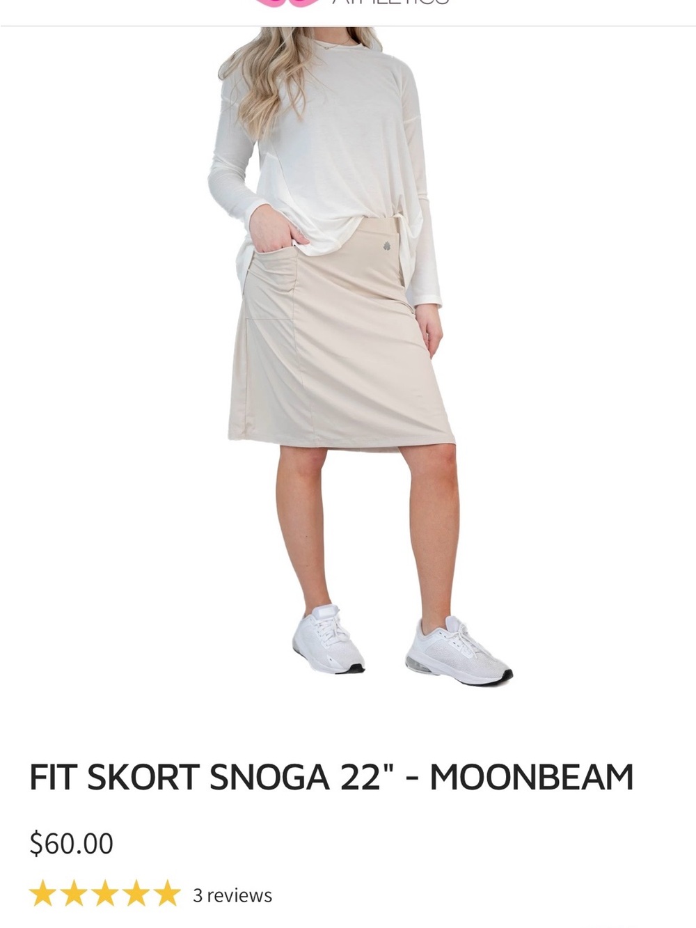 Fit Skort Snoga 22" - Moonbeam Beige Midi Skirt